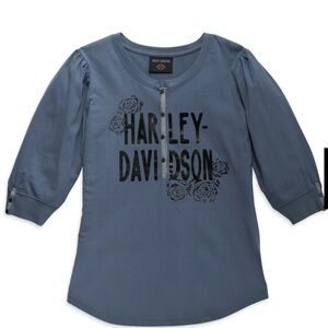 Harley-Davidson Women's Pride Fashion Knit Top - Dusty Blue, sz M